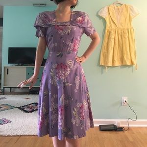 40s lilac floral rayon dream dress